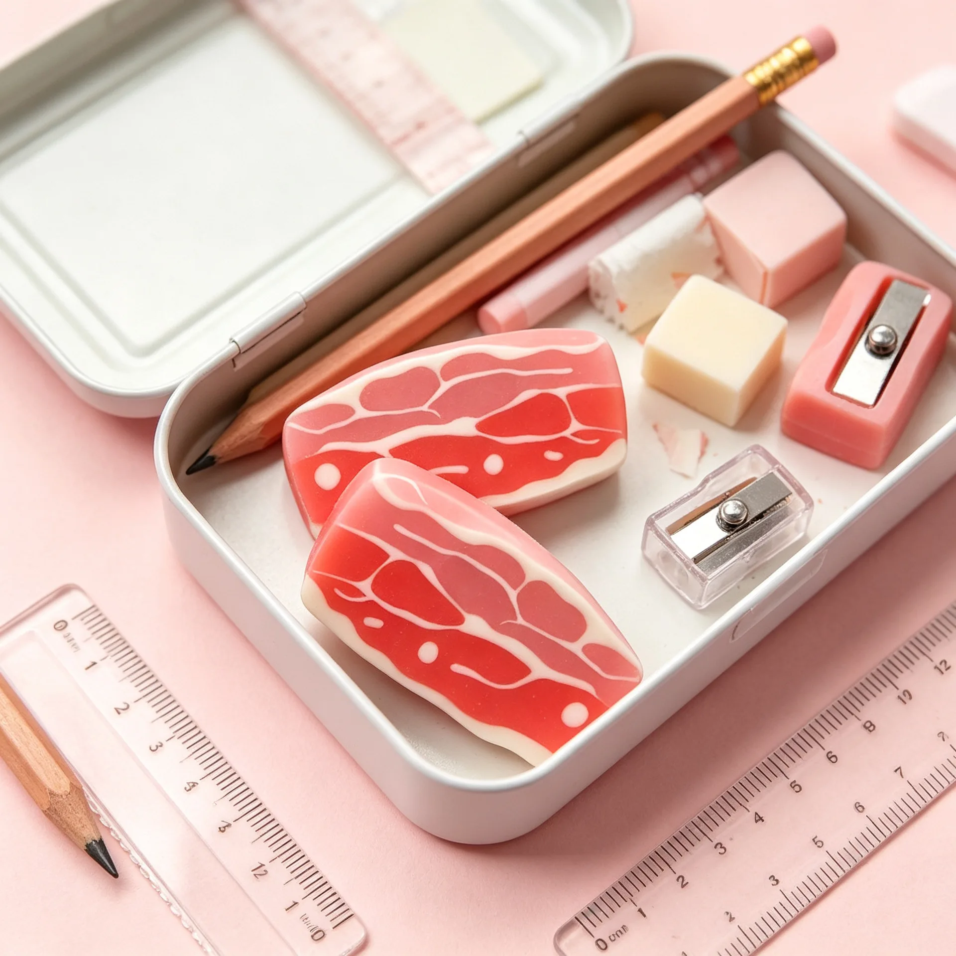 1/3/5/10pcs Funny Eraser Creative Simulation Pork Belly Eraser Funny Novelty Rubber for Students Kids Stationery Gift