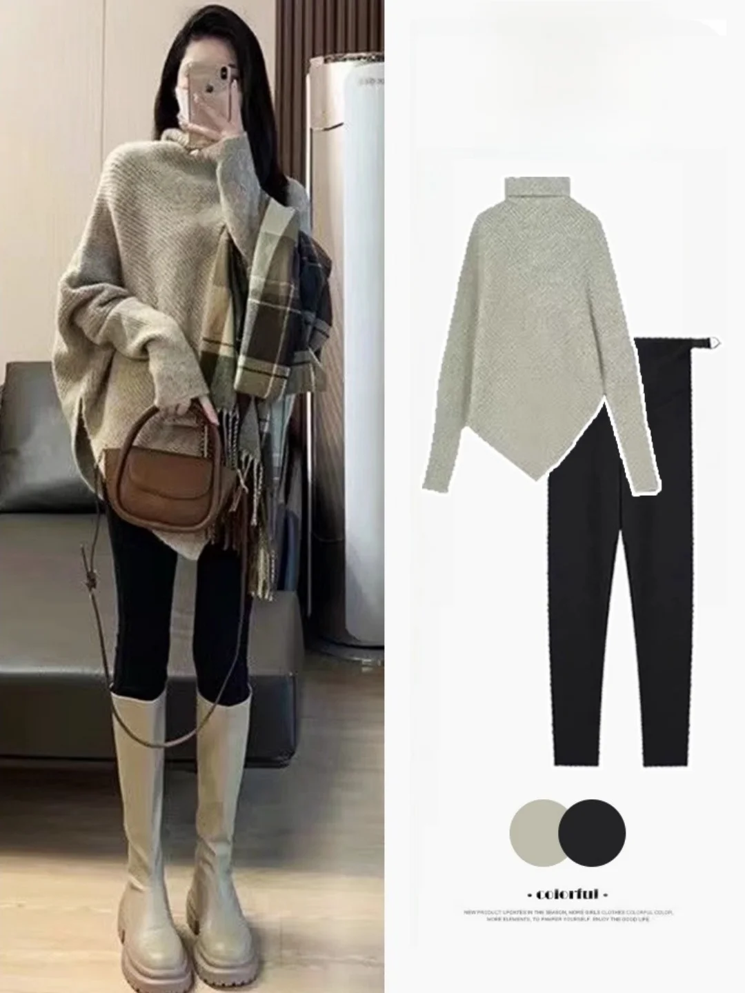 

Trendy High Ne Sweater Women's Autumn Winter New Sle Irregular Knitted Top Design Sensation Small ence