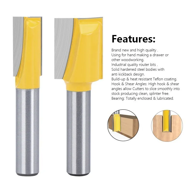 Milling Cutter 8mm Shank Flush Trim Router Bit 8,9.5,12,16mm Diameter 2 Flute Straight Router Bit For Wood Woodworking Tool