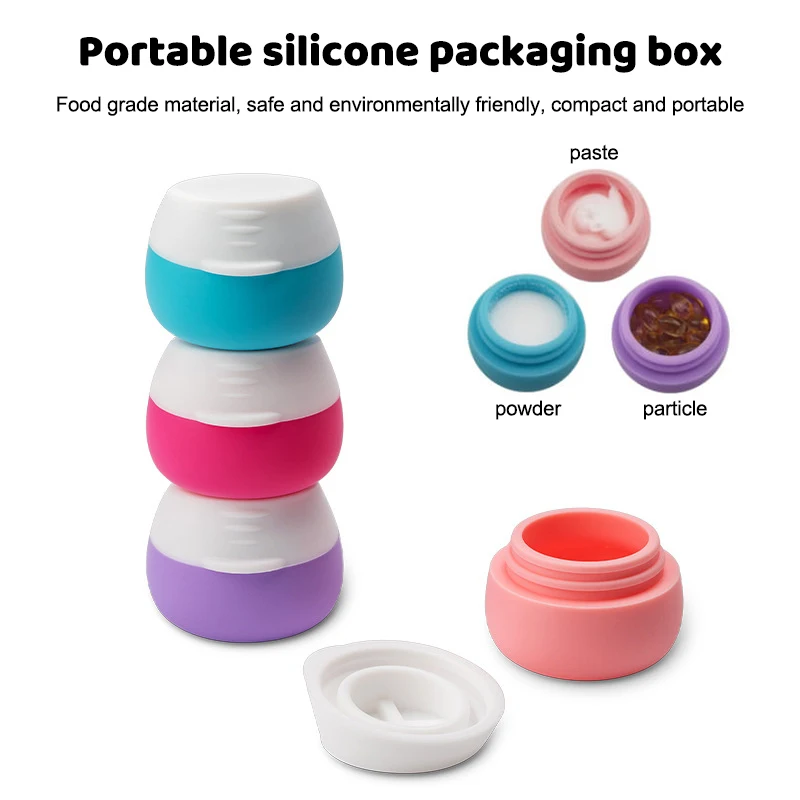 1-3PCS Small Travel Containers for Cream Silicone 0.68oz/20ml Travel Jars for Toiletries Leakproof Refillable Cosmetic Container