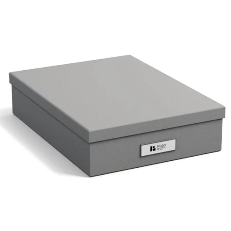 Bigso Oskar Fiberboard Label Frame Document Letter Box - File Organizer Box for Important Paperwork - Document Storage with a L
