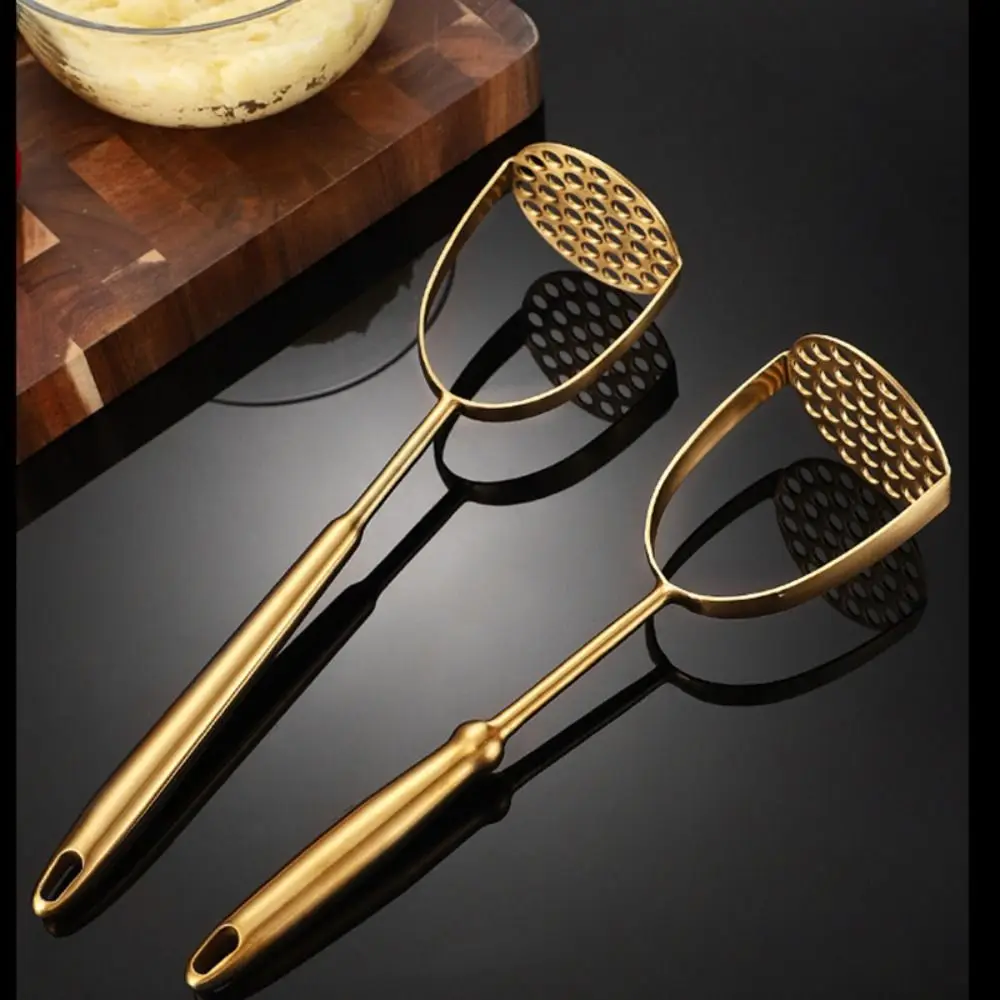 Home Manual Stainless Steel Potato Masher Pressed Pumpkin Rice Smooth Mashed Crusher Fruit Vegetable Press Gold Kitchen Gadgets