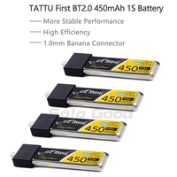 TATTU 4PCS BT2.0 450mAh 1S Battery HV 3.8V 95C FPV Lipo with BT2.0 Connector for FPV Tiny Whoop 1S Brushless Whoop Drone