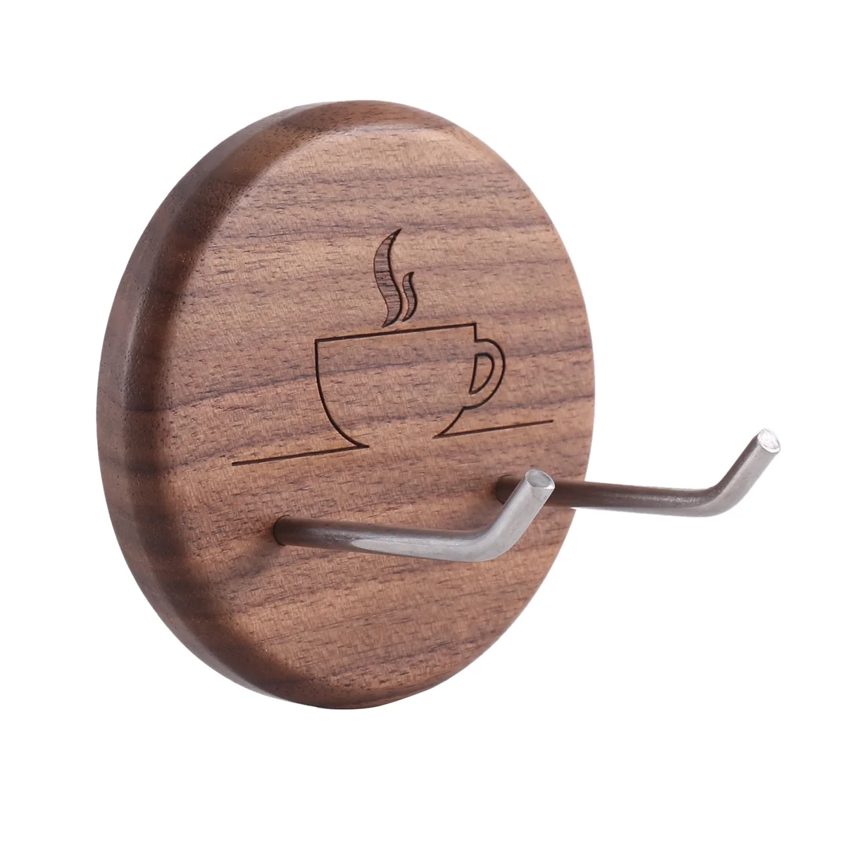 Espresso Portafilter Wall Rack Walnut Wall Mounted Hooks with Stainless Steel Hooks Suitable for 51/54/58mm Portafilter