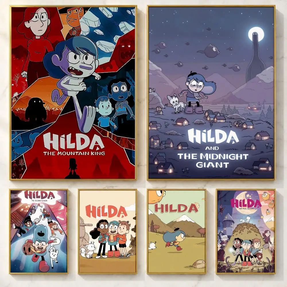 Vintage Anime H-HildaS Poster Self-adhesive Art Poster Decoracion Painting Wall Art White Kraft Paper Home Decor