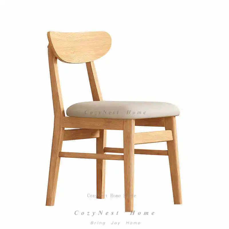 For Solid Wood Dining Table Chair Oak Home Soft Backrest Book Table Chair Stool