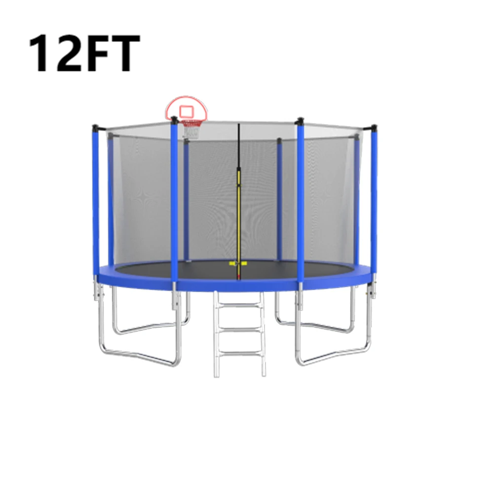 12T Trampoline Metal Frame Tubes With Basketball Hoop System & Basketball For Outdoor Indoor Park Garden ‎kids Teens Grown-ups