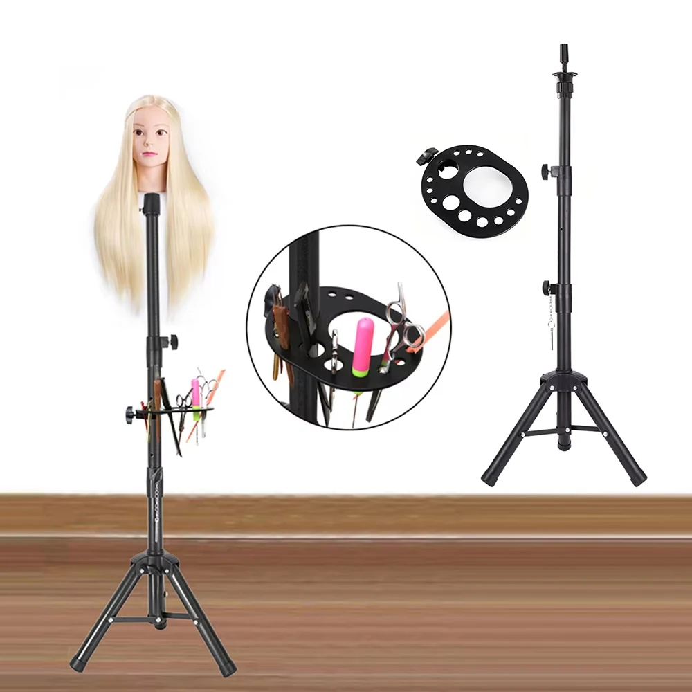 

Heavy-Duty Adjustable Wig Stand Tripod Mannequin Head for Cosmetology Hairdressing Training Durable Hair Styling Display Stand