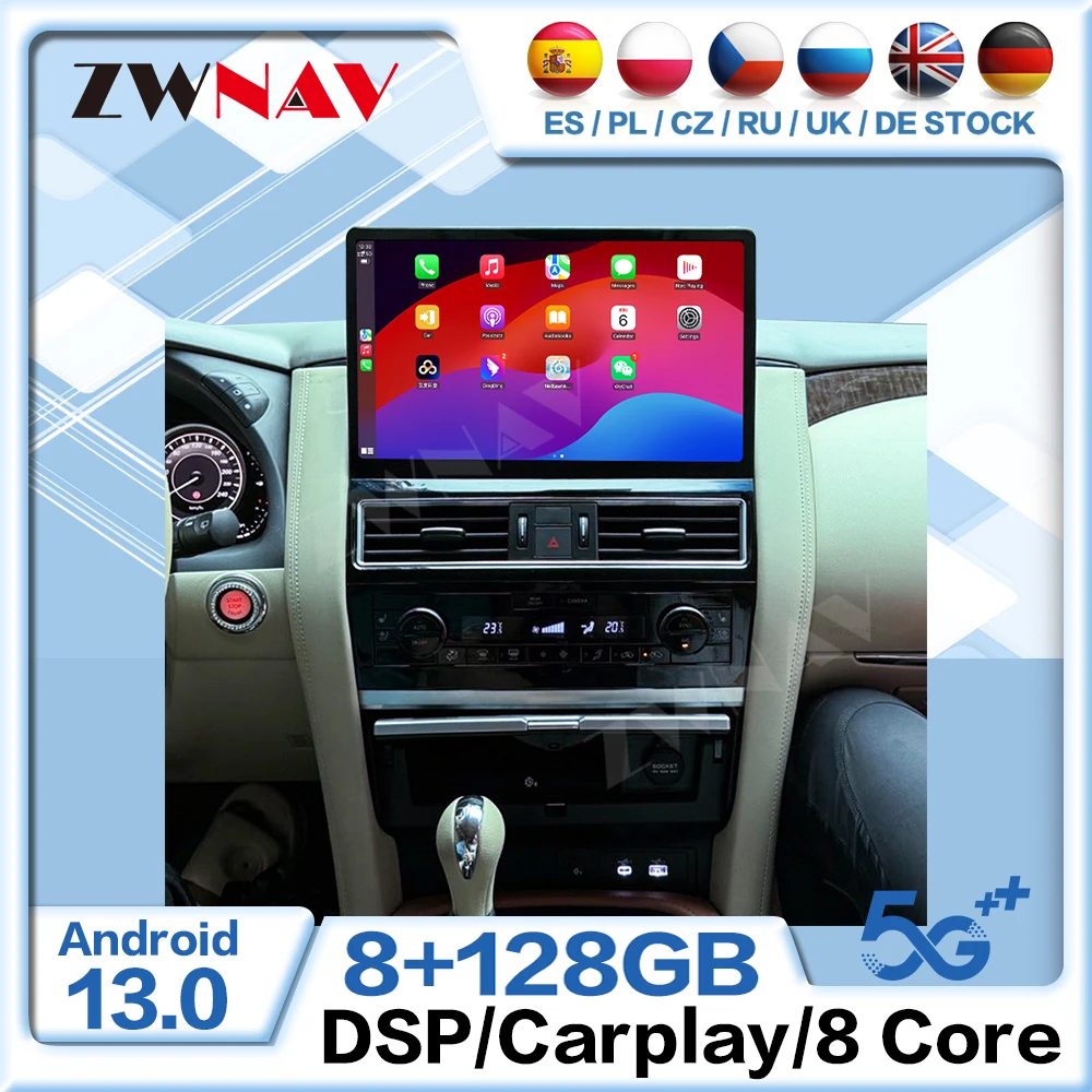 

Поддержка беспроводной зарядки Carplay автомобильный радиоприемник 16,9 "экран дисплея для Nissan Armada 2010-2021 Android 13 GPS мультимедийный плеер