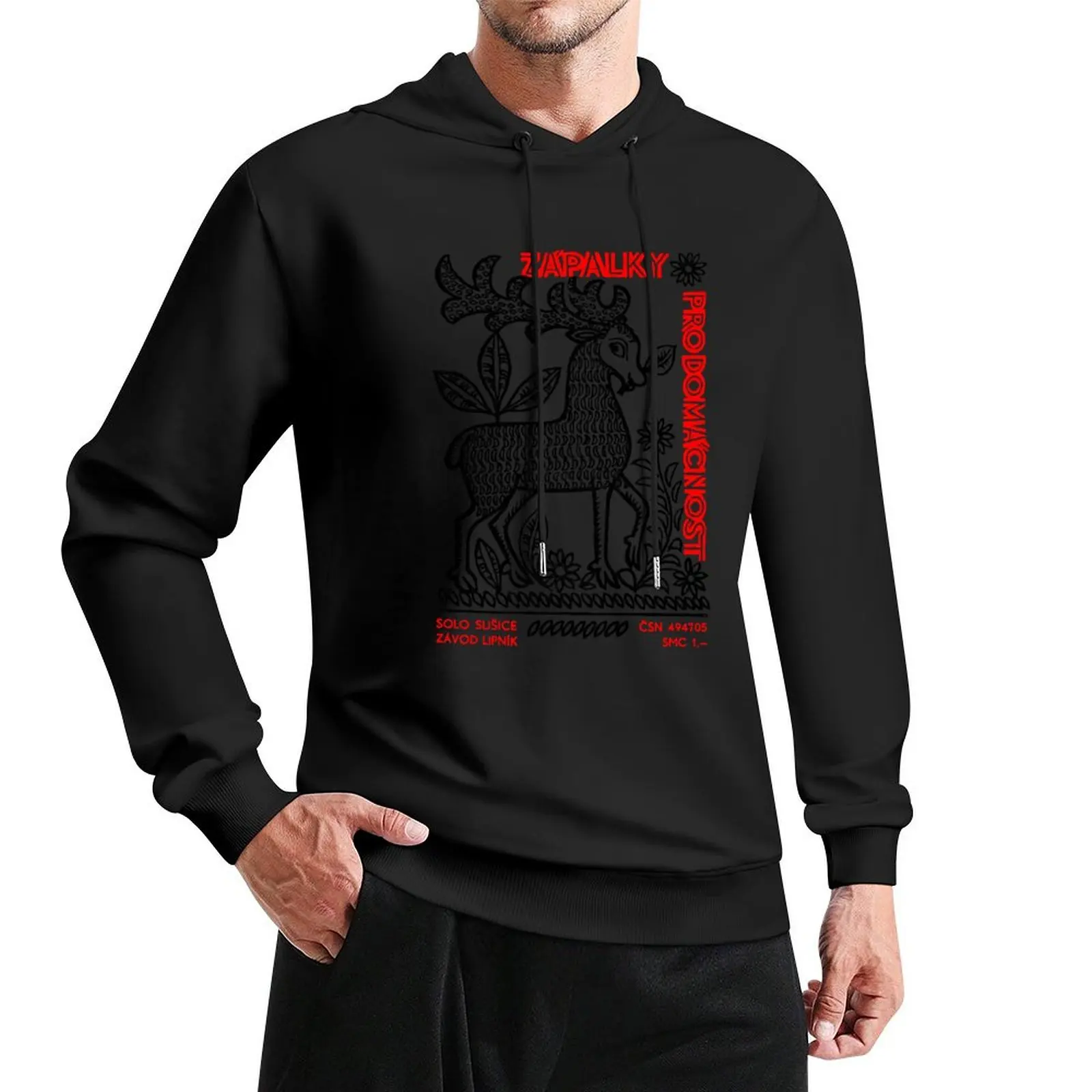 

Vintage Czech Matchbook Label Folkart Design #3 Pullover Hoodie male clothes graphic hoodies