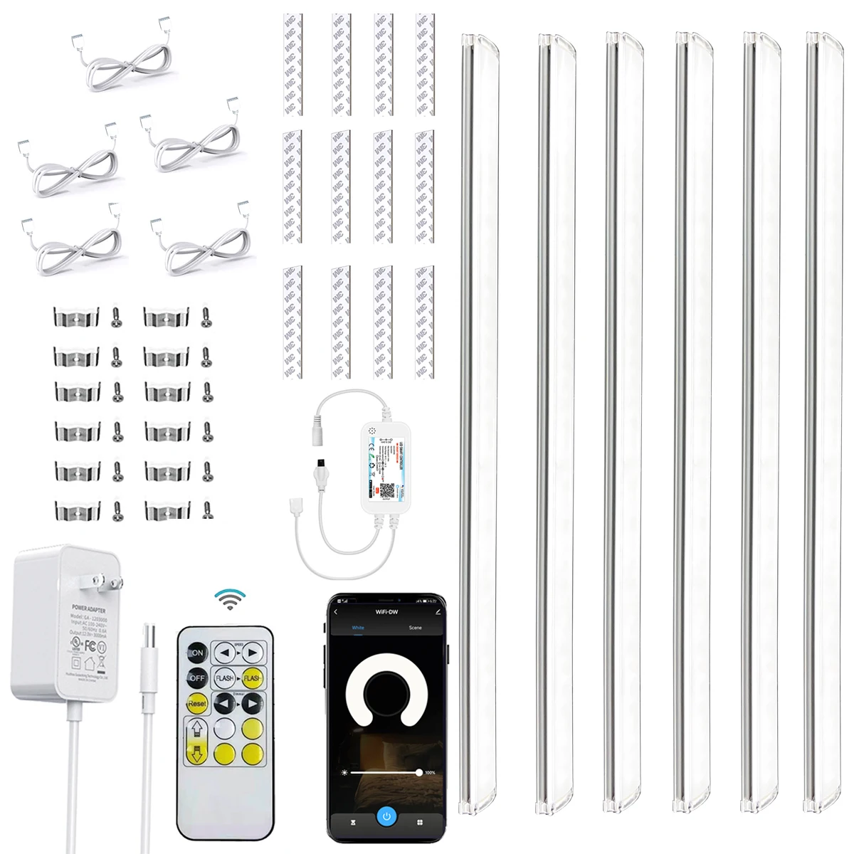 Tuya WIFI Smart Under Cabinet Kit luci a LED CCT 3 colori dimmerabili DC12V cucina armadio lampada da banco telecomando/APP/controllo vocale