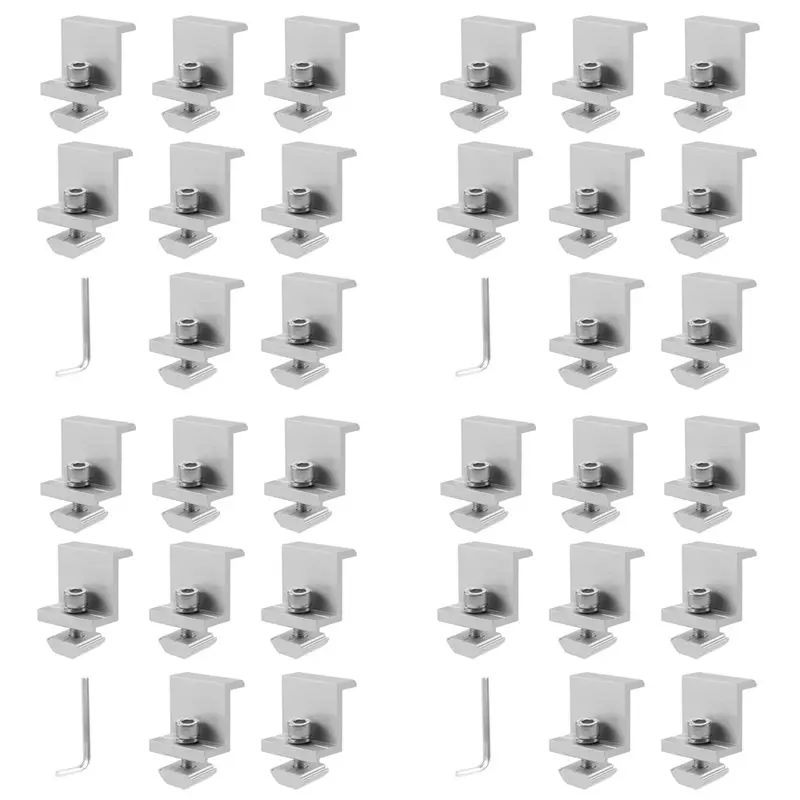 JHD Solar Panel Mounting Brackets,32Pcs Aluminum Solar Panel End Clamp 30-45Mm Adjustable H, Solar Panel Mount