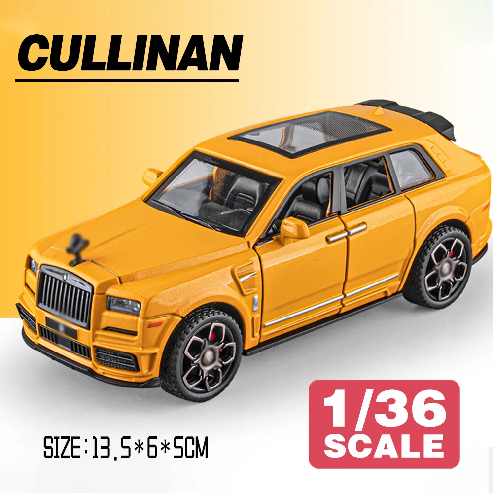 Modèle de voiture Rolls Royce Cullinan en alliage métallique moulé sous pression, haute simulation, son et lumière, nervure arrière, collection de jouets pour enfants, cadeaux, 1:36