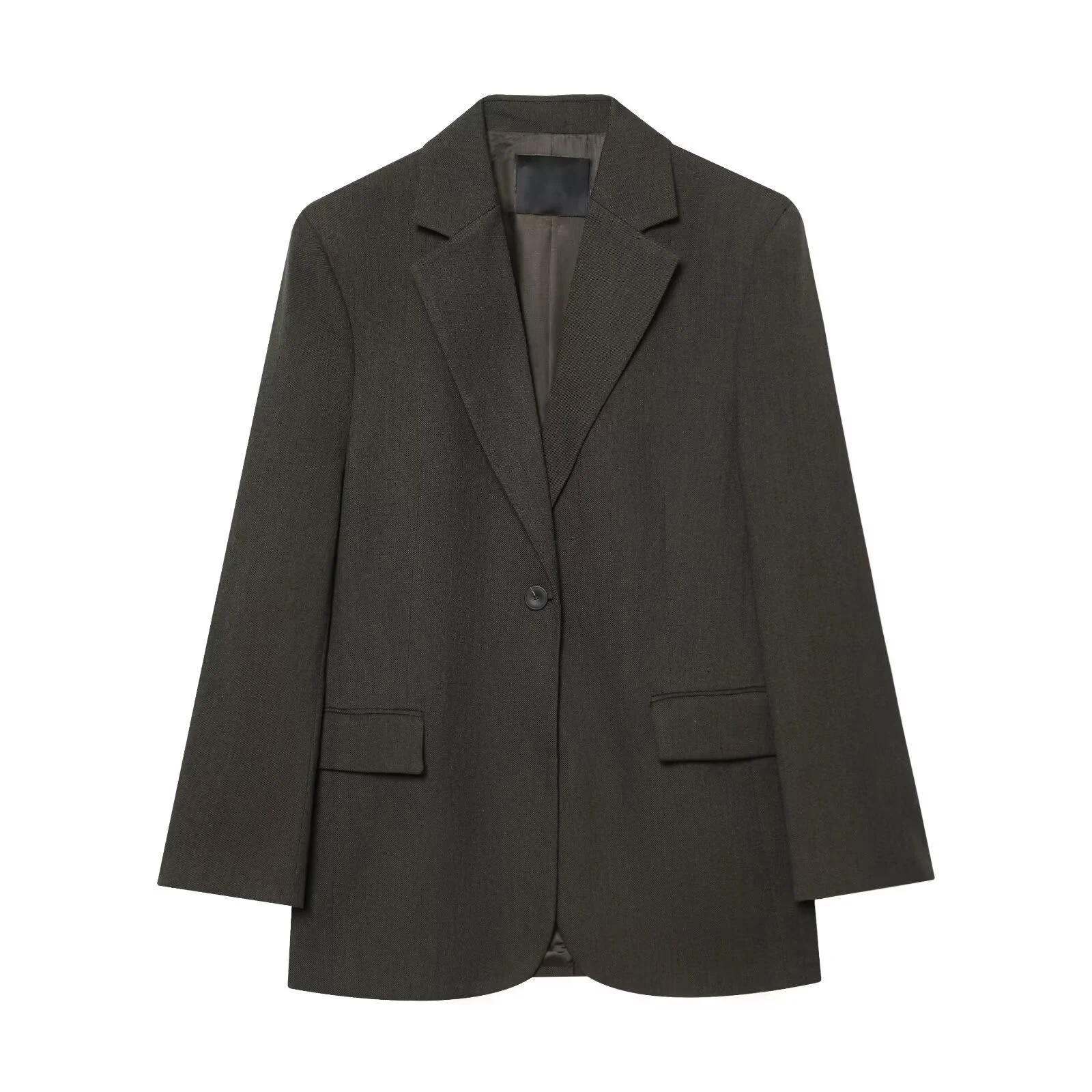 

Vintage Solid Loose Blazer Jacket Women Notched One Breasted Long Sleeve Outerwear Autumn Streetwear Fashion Simple Suit Jackets