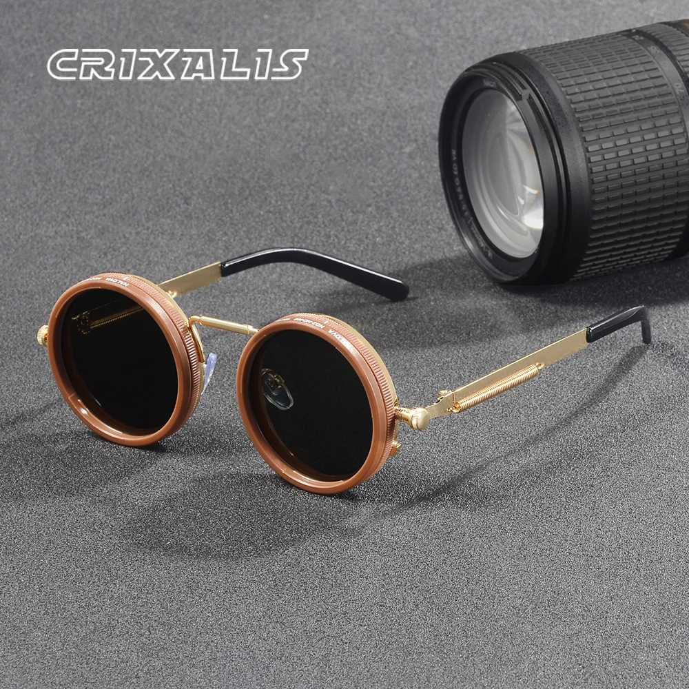 CRIXALIS Polarisierte, verstellbare Sonnenbrille für Herren, Vintage, klassisch, rund, zum Laufen, Fahren, Outdoor, Sonnenschutz, UV400-Schutz