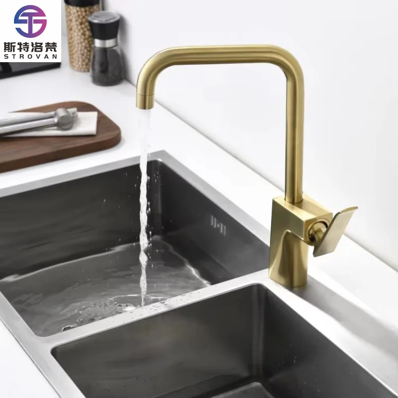 

Square Arc Single Handle Hot and Cold Brass Kitchen Sink Mixer Tap Faucet