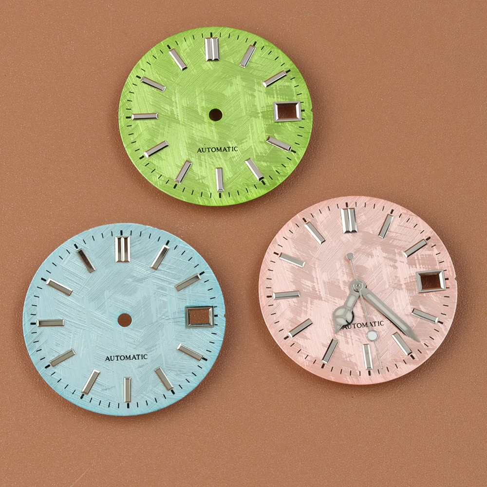 28.5mm Texture Watch Dial Hands Fit NH35 NH36 Movement Date Window NH35 Watch Face Automatic Watch Modification Accessory
