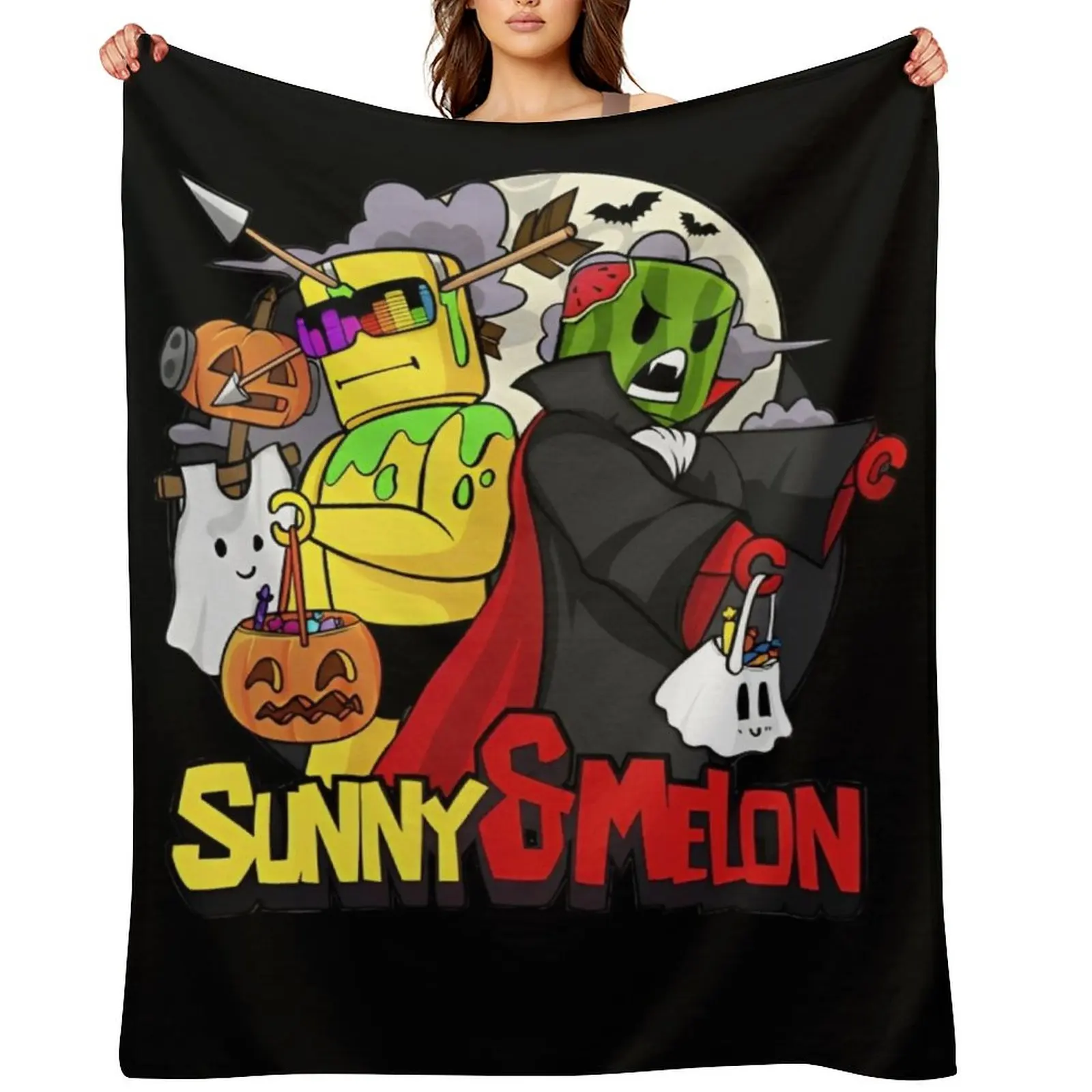 

sunny and melon merch Throw Blanket warm winter Fashion Sofas cosplay anime Flannel Blankets