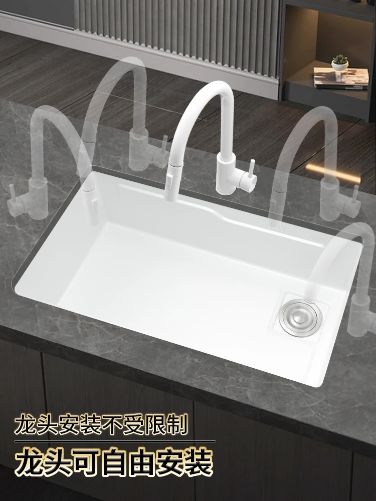 304 stainless steel thickened white sink large single slot narrow edge embedded platform middle basin kitchen wash basin