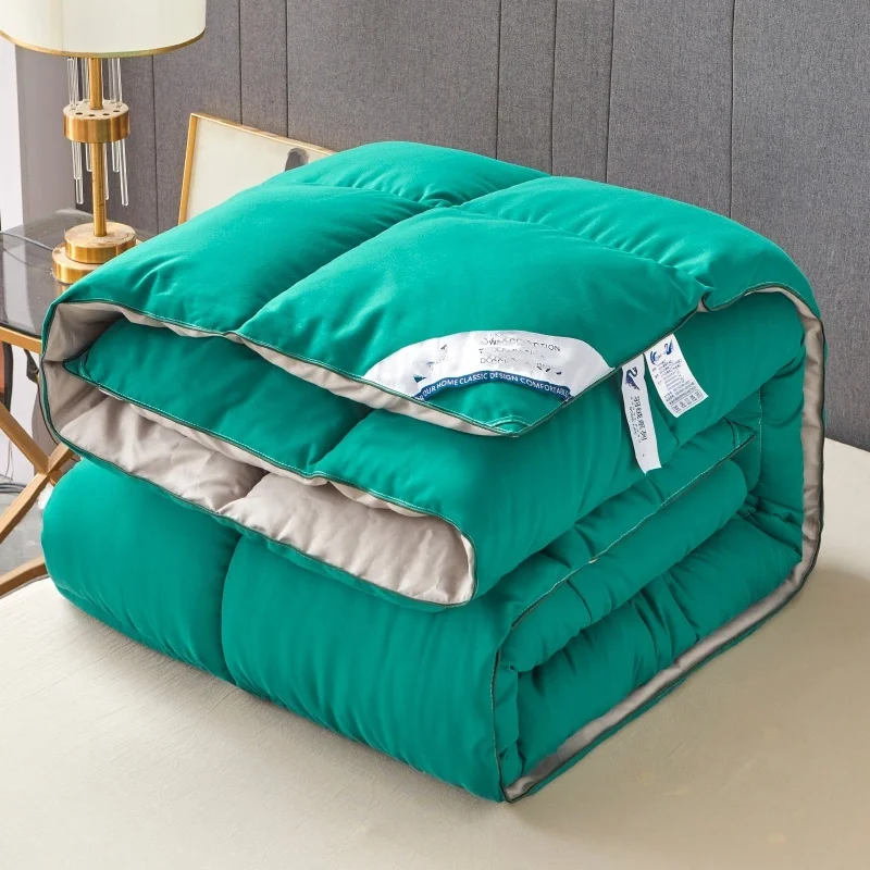 Fluffy Autumn Quilt Green&Grey AB Color Lightweight Single Comforter Home Hotel Thicken Quilted Blanket 150*200*1pc Drop Ship