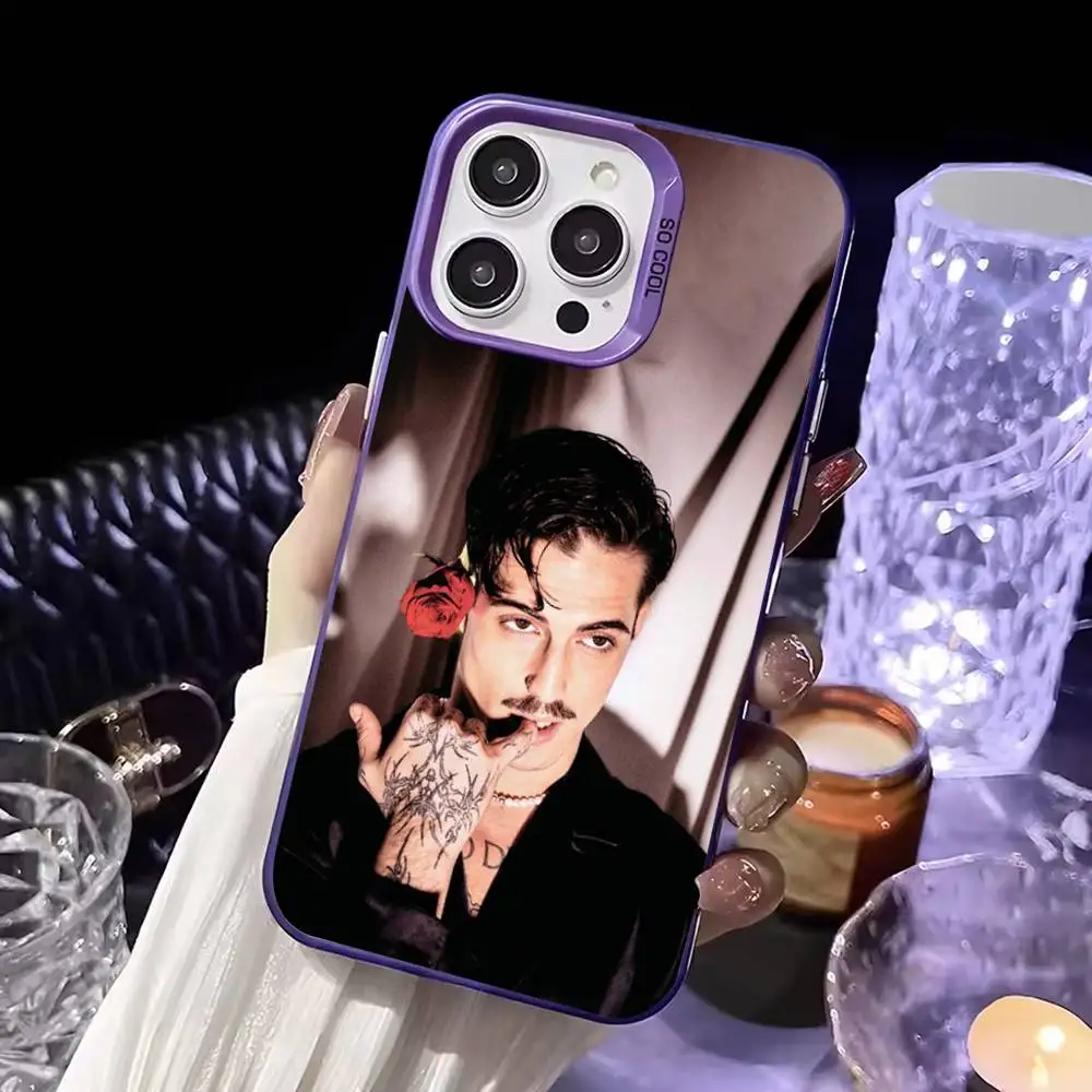 حافظة هاتف M-Maneskin Damiano David لهاتف iPhone17,16,15,14,13,12,11,Mini,Pro,SE,MAX,plus,Purple Matte غطاء سيليكون #5