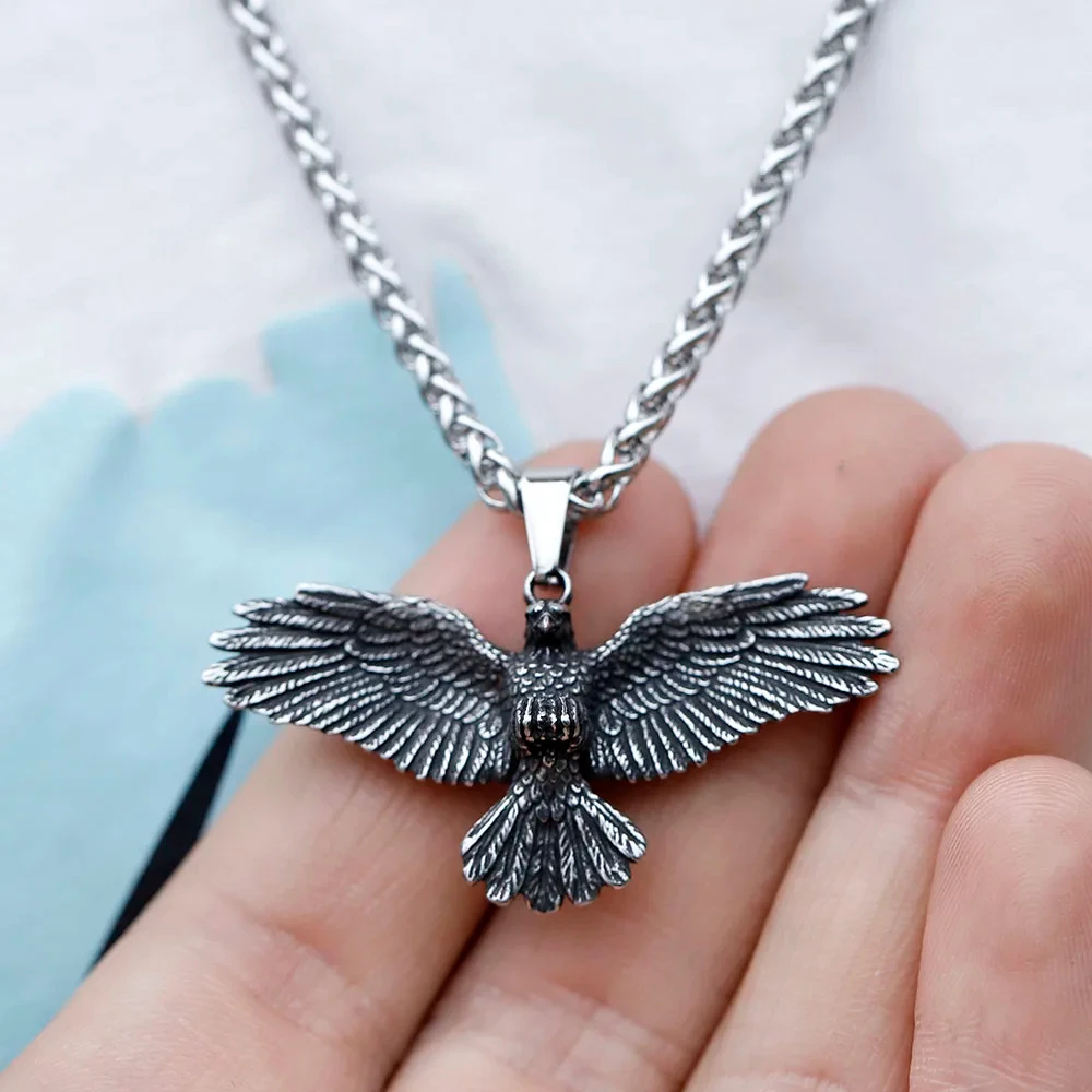 NEW Men's 316L Stainless-steel Viking Celtic Eagle Bird Pendant Necklace Scandinavian Animal Jewelry Gift