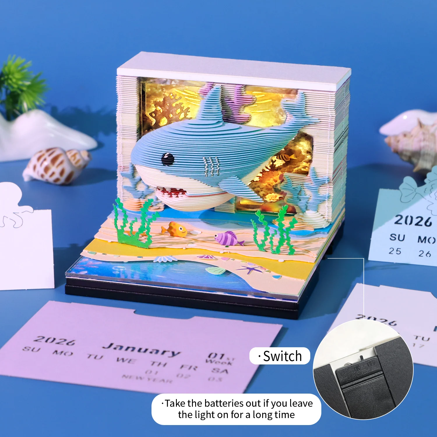 LED 조명이 있는 귀여운 3D 상어 - 238페이지  - Office Lighting Decor 리뷰 및 가격