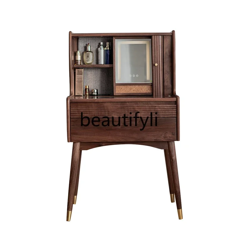 

A50 Nordic light luxury solid wood makeup table North American black walnut multi-functional bedroom jewelry cabinet