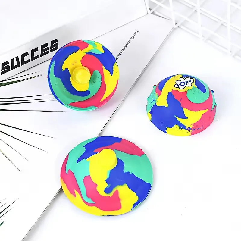 Bol rebondissant de Camouflage, balle rebondissante en caoutchouc pour enfants, décompression, sauts rotatifs, demi-balle, jouets anti-Stress, cadeau