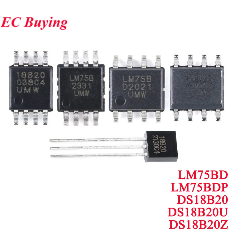 50Pcs/1pc DS18B20U 18B20 DS18B20 DS18B20Z LM75BD LM75B LM75BDP SOP-8 MSOP-8 Single Bus Digital Temperature Sensor Chip IC