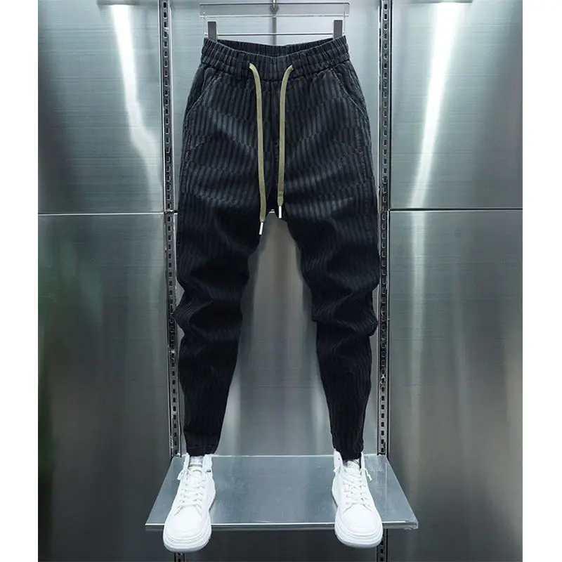 Spring Autumn Black Stripe Jogger Sweatpants Men Outdoor Casual Skinny Harem Pants Streetwear High Quality Designer Trousers