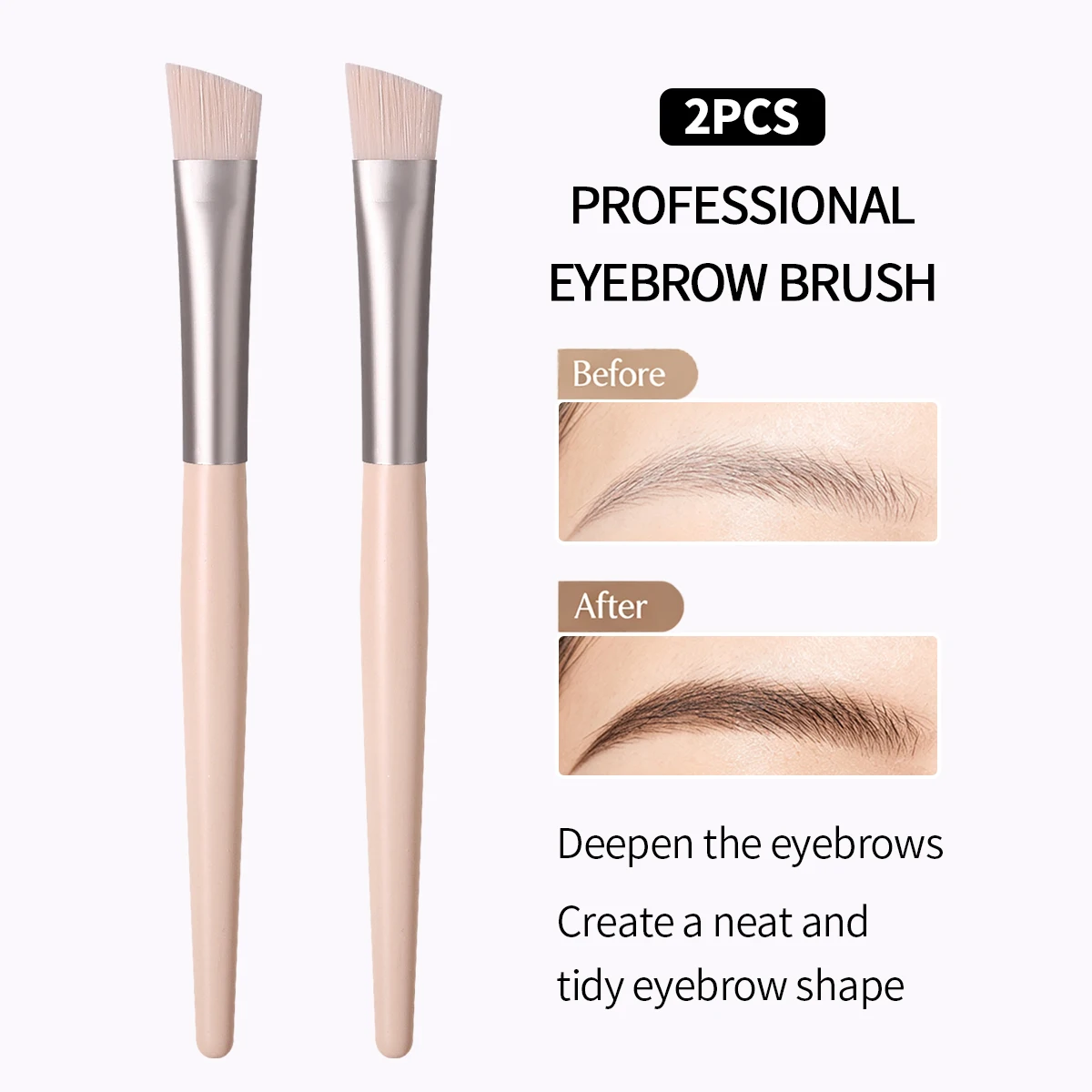 2PCS Angled Eyebrow Brush Set,For Brow Stroke&Neat Brow Definition,Brow Pomade&Fill Sparse Brows,Create Realistic Eyebrow Look