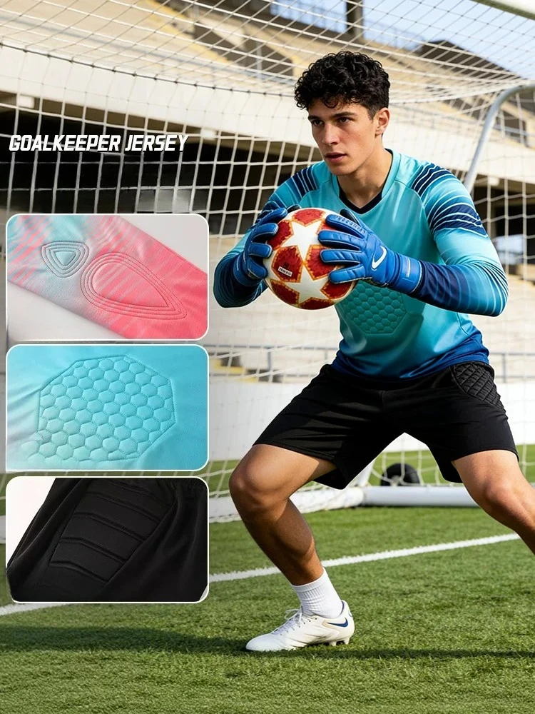 Soccer Men's Adult Goalkeeper Uniform Training Long Sleeve Pants Sponge Protection Goalie Football Match Goalkeeper Jerseys