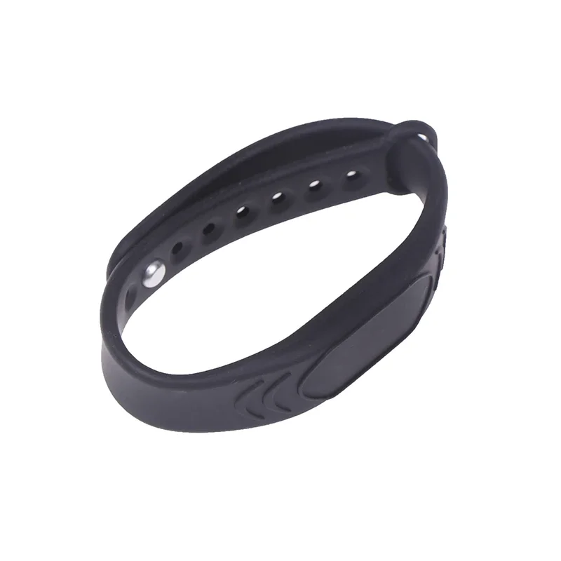 Adjustable Pure Black Silicone RFID Wristband 125KHz/13.56MHz 14443A IC Chip Waterproof Wristband Bracelet