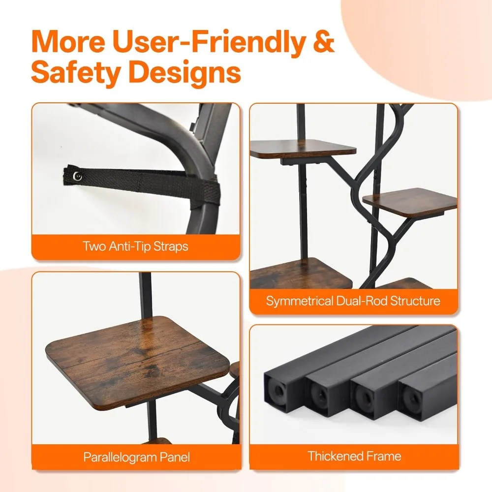 حامل نباتي داخلي مكون من 8 طبقات مع ضوء للنمو، رف مقاوم للصدأ مقاس 57 بوصة لغرفة المعيشة والفناء #6