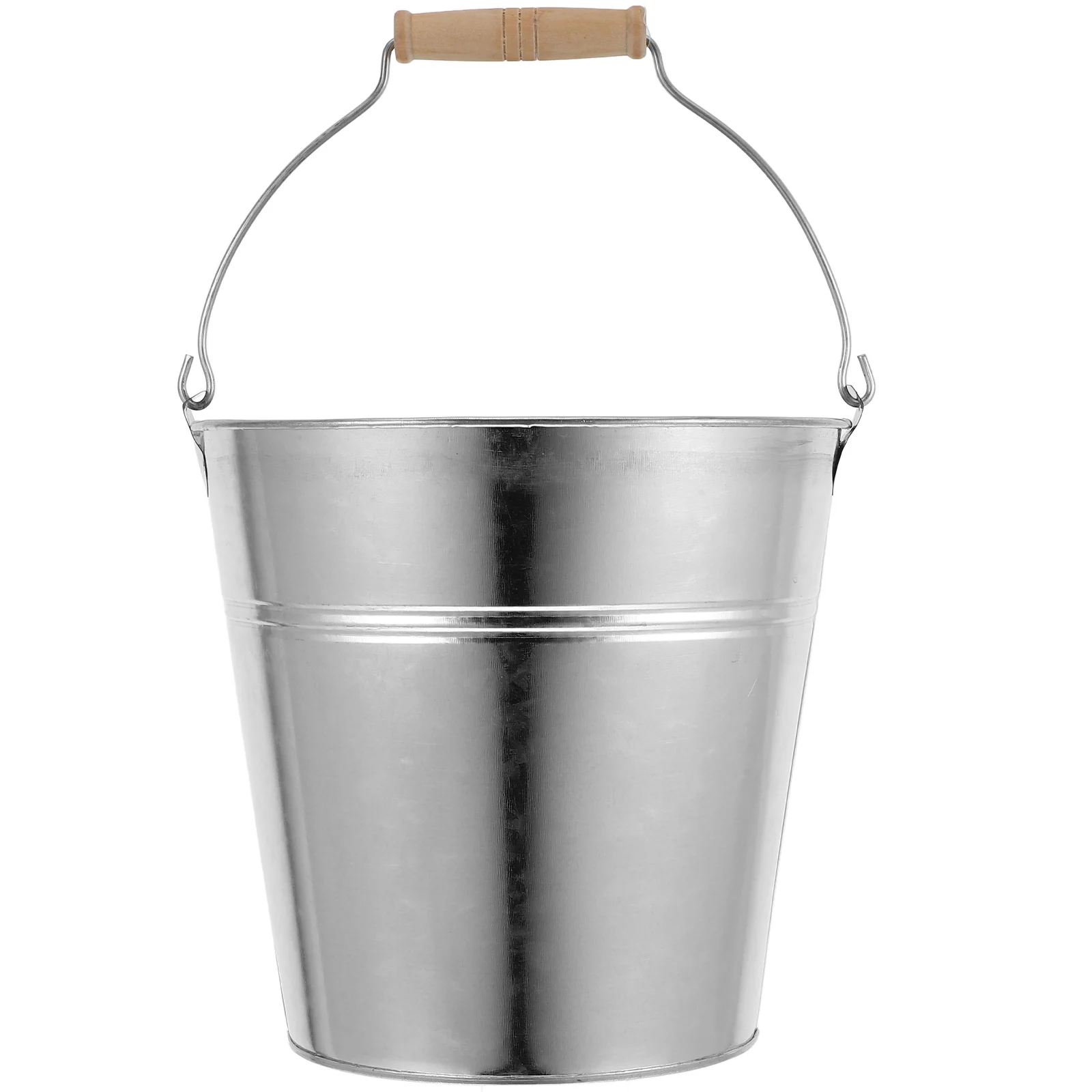 Stainless Steel Bucket Ice Buckets Creative Flower Vases Small Barbecue Metal Barrel Iron Wood Planters Rustic