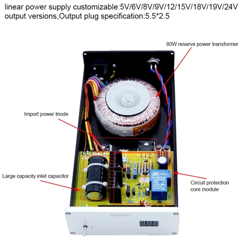 BRZHIFI diseño moderno 80W alta corriente con protección DC fuente de alimentación lineal 12V caja de disco duro enrutador NAS MAC PCHiFi