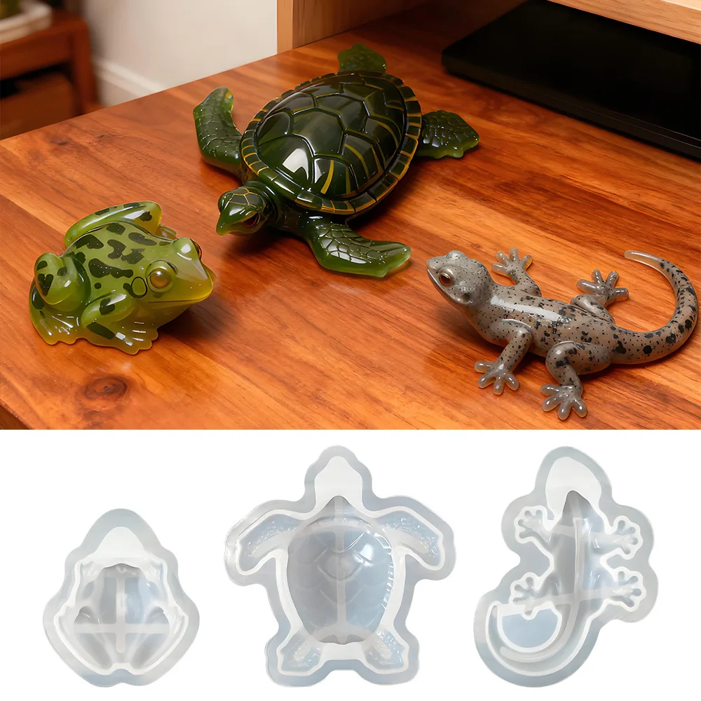 

3d Reptile Silicone Molds Tortoise Lizard Frog Diy Small Animal Plaster Decoration Candy Chocolate Mould Epoxy Resin Molds