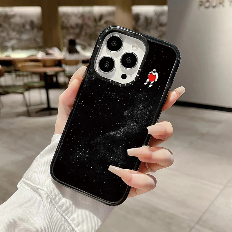 Astronauta galáxia silicone caso claro para iphone 11 12 13 15 16 pro max 15plus carregamento magnético sem fio capa macia à prova de choque