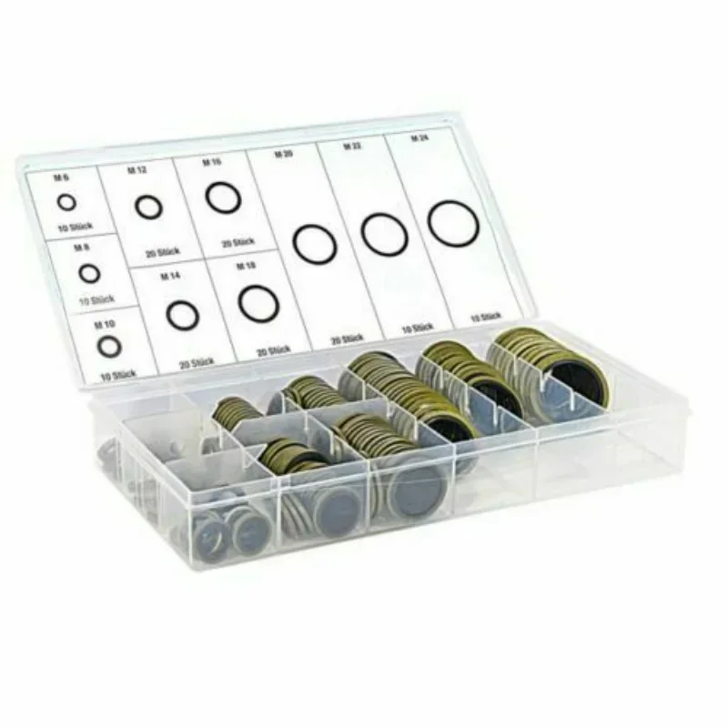 150pcs Galvanized Combination Washers M6-M24 Bonded Seal Sealing Ring Assortment Kit Oil Drain Screw Seal Fasteners Set