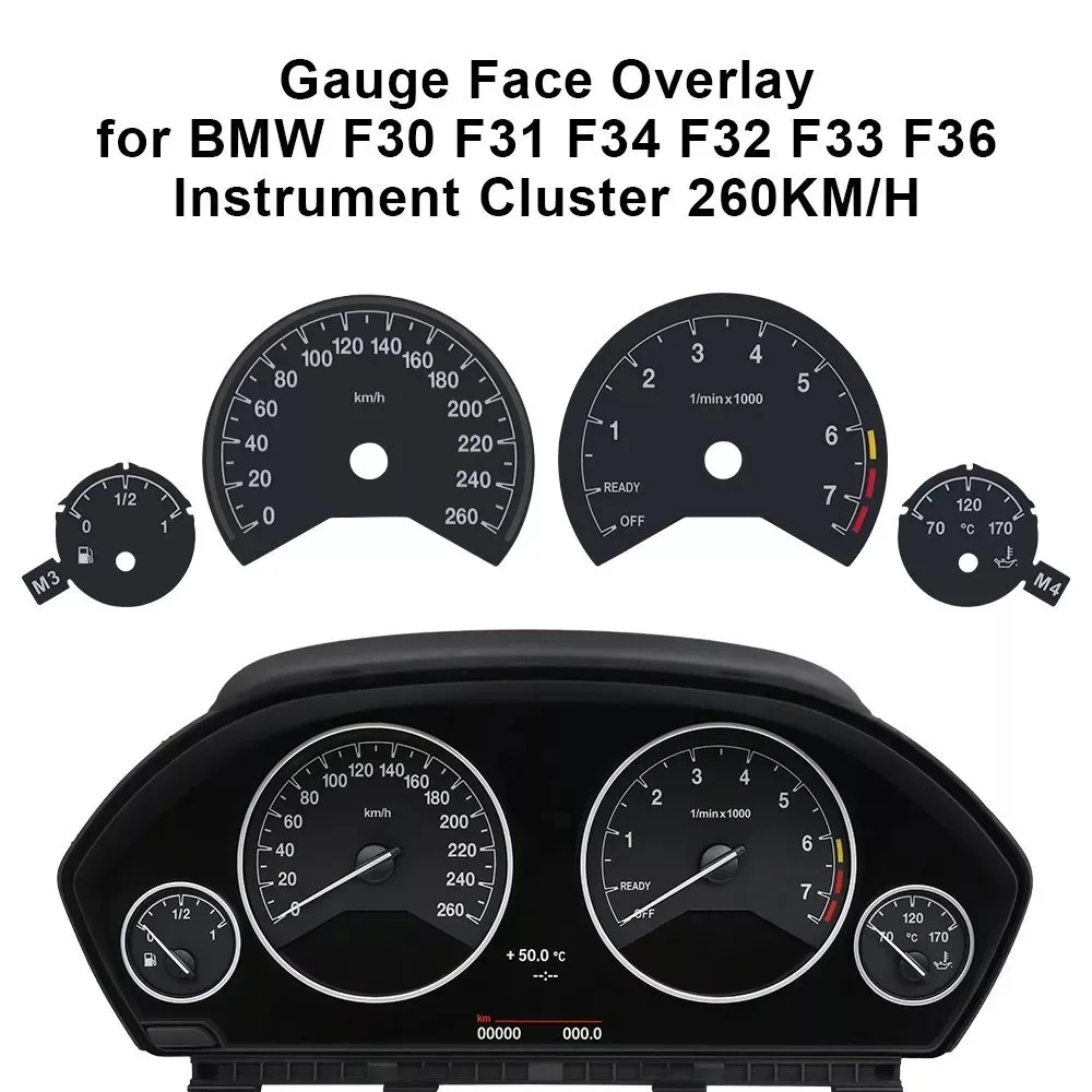 GAUGE FACE OVERLAY PLATE FOR BMW 3 4 SERIES F30 F31 F32 F33 F34 F36 3M SPEEDOMETER INSTRUMENT CLUSTER 330KM/H 260KM/H