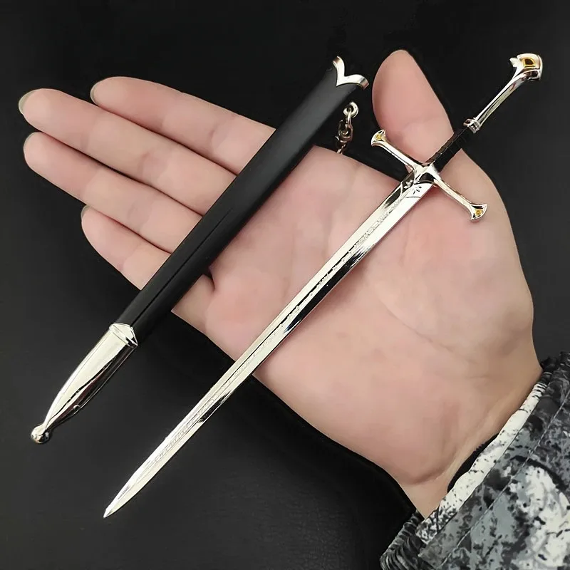 4個セット グラムドリング アラゴルン ナルシル ソード ギフト おもちゃ ロード・オブ・ザ・リング メタル刀 サムライソード キーホルダー ホームオーナメント コレクション用