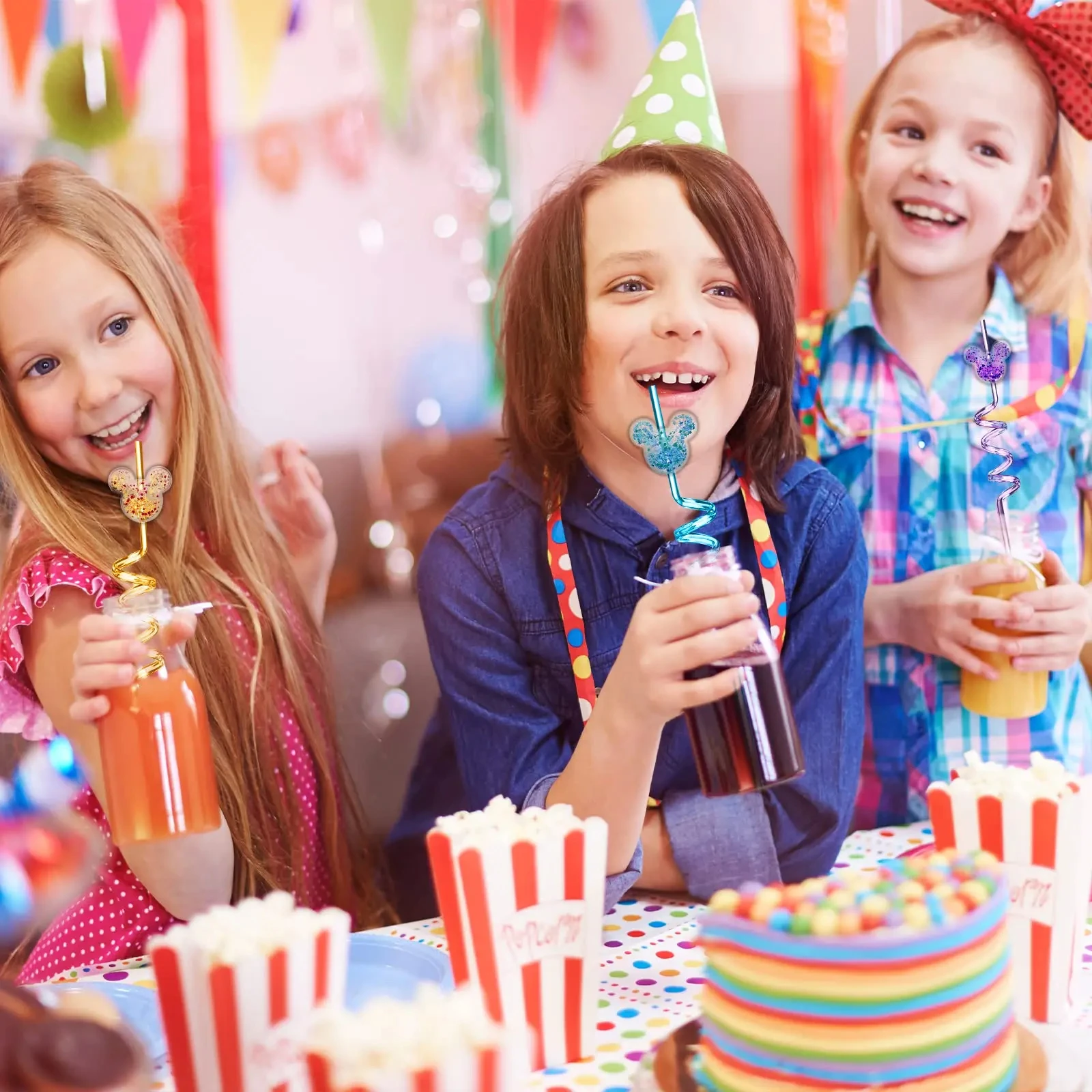 Cannucce per mouse Forniture per feste per mouse Bomboniere Cannucce riutilizzabili Forniture per feste di compleanno Regali Ragazzi Ragazze Bambini