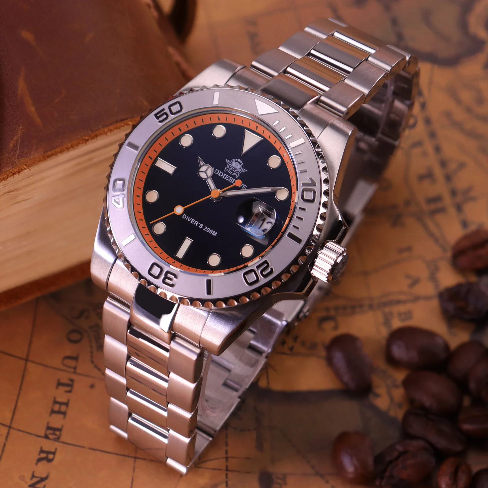 ADDIESDIVE Luxury Stainless Steel Quartz Watch For Men Super Luminous 20bar Waterproof BUSINESS Man Watches AD2040 Reloj Hombre