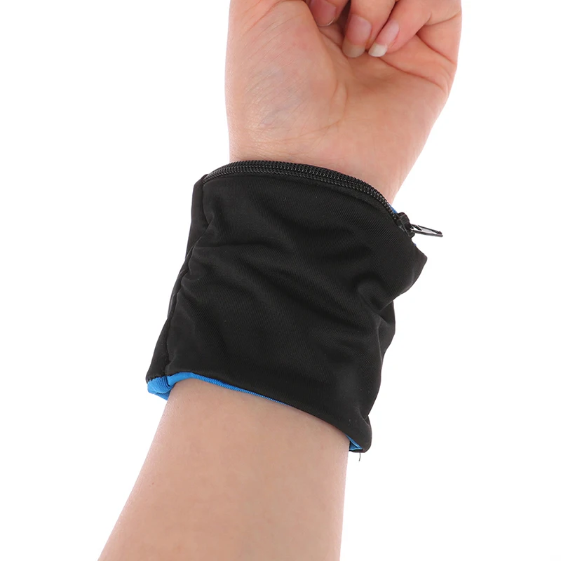 1pc Wrist Brace With Pouch Zipper Pocket Support Wristband Running Cycling Wrist Wallet Pocket Keys Coin Storage Bag