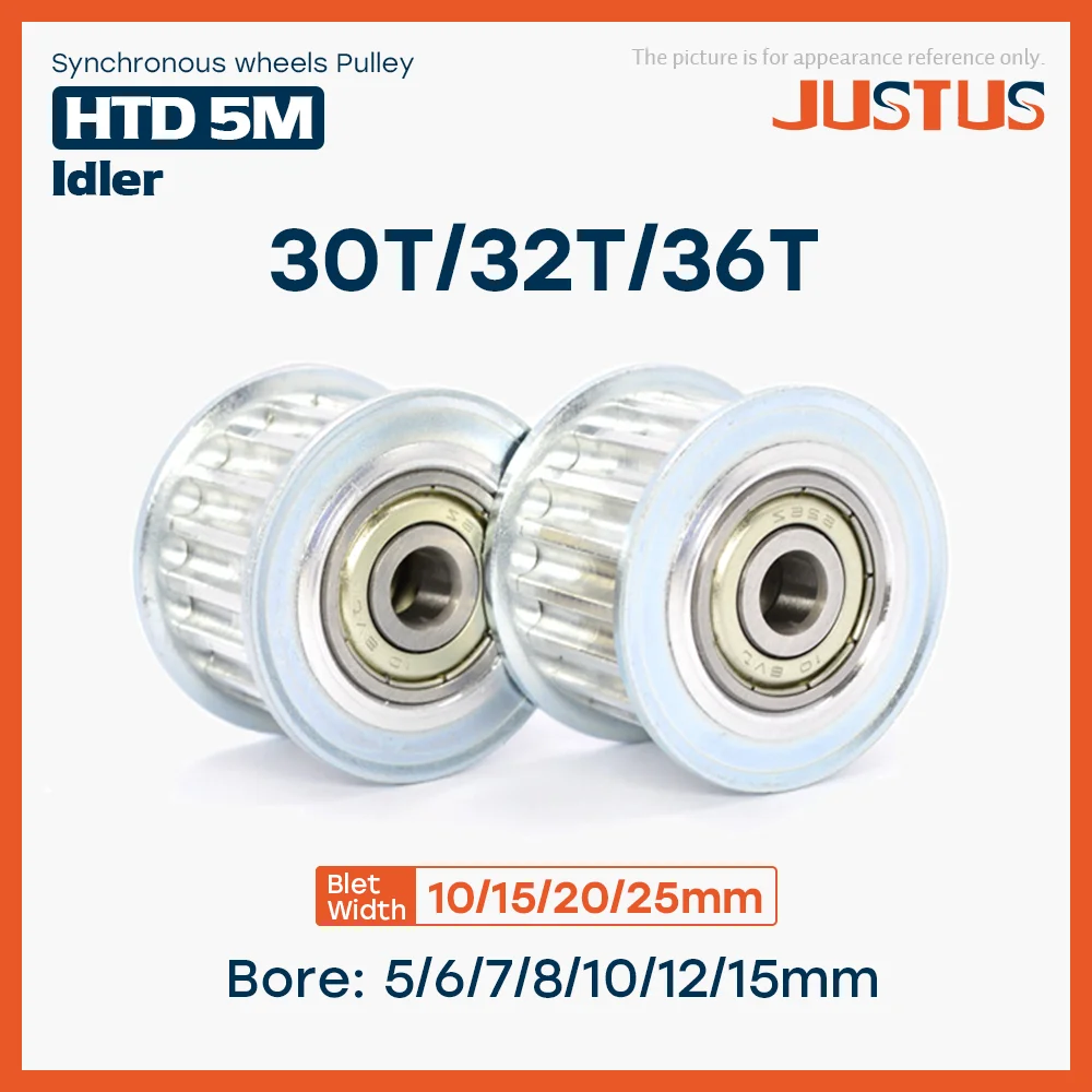Koło pasowe zębate HTD 5M, typ 30T/32T/36 zębów, otwór 5/6/7/8/10/12/15mm, do paska o szerokości 10/15/20/25mm, stosowane w liniowych napędach pasowych 5GT.