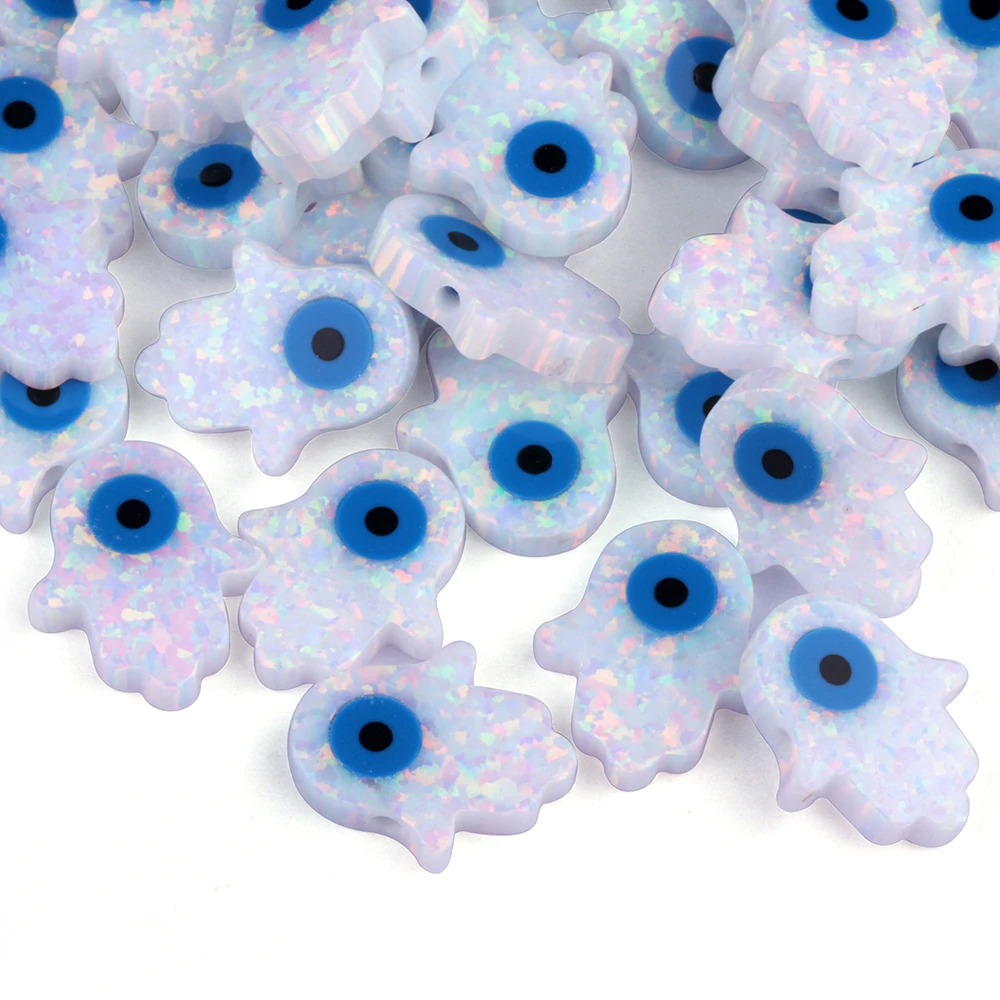 

Free Shipping 11x13mm Turkey Evil Eye Synthetic Opal Fatima Hand Hamsa Opal Beads for Bracelet & Necklace Making