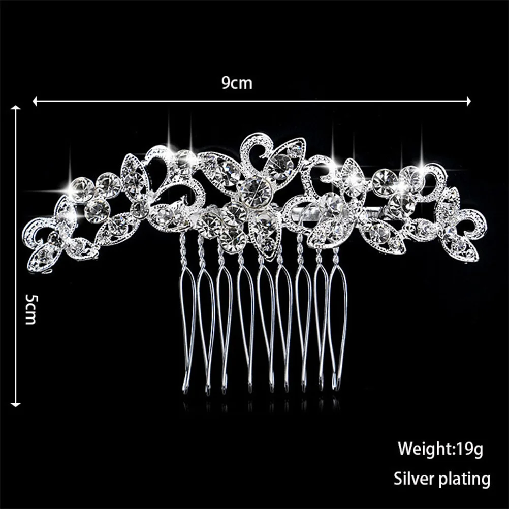

Luxury Bride Hair Comb Silver Wedding Headdress Sparkling Rhinestones Fashionable Headwear for Bridal Party Events