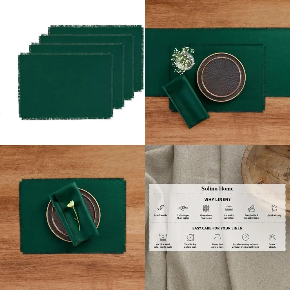 

Набор льняных салфеток из 4–14x19 дюймов, настольные коврики из чистого льна для осени, осени, Дня Благодарения