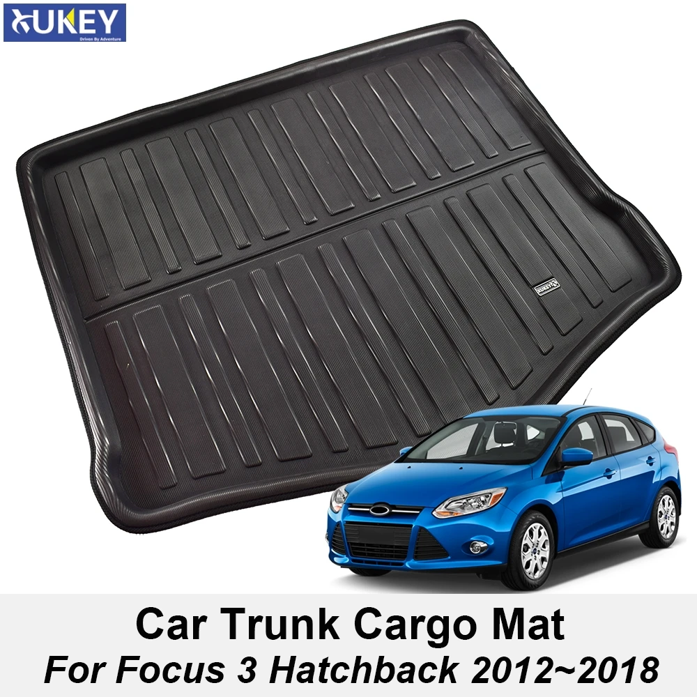 For Ford Focus Mk3 Hatchback Hatch Rear Trunk Boot MatLiner Cargo Tray Floor Carpet Protector 2012 2013 2014 2015 2016 2017 2018